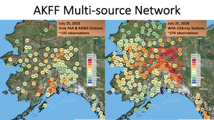 The Alaska Fire and Fuels database is enhanced when it can pull station data such as the TA into the network. This image illustrates how much the TA has allowed the network to expand. Image courtesy of Alaska Fire and Fuels