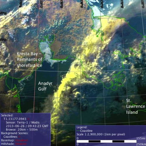 26 June 2013 satellite image of Anadyr