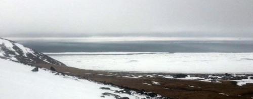 Image 2: 20 May 2014 - A chunk of the Wales&#39; landfast ice edge breaking off.