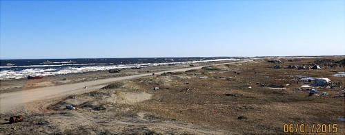 1 June 2015 - Camp and shoreline near Shishmaref. Photo courtesy of Curtis Nayokpuk.