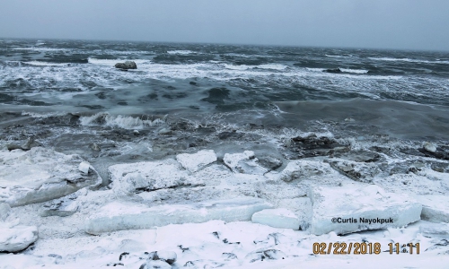 Open water at Shishmaref in February