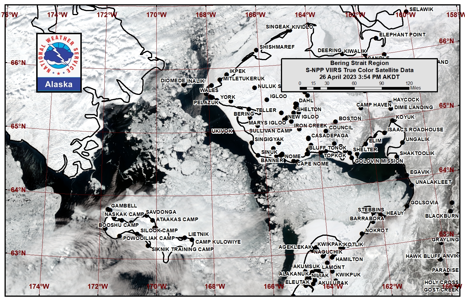 Bering Strait Area Satellite Image