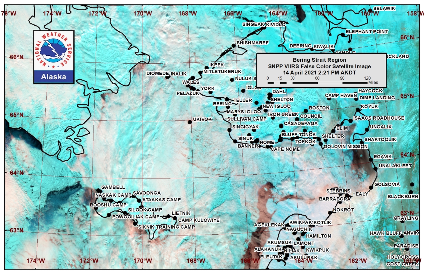 Bering Strait satellite image