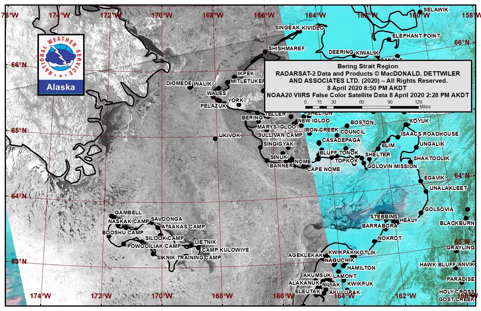 Bering Strait satellite image