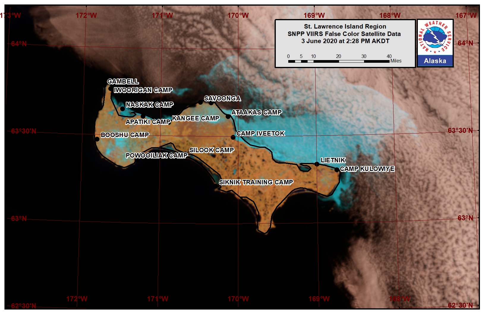 St. Lawrence Island satellite image