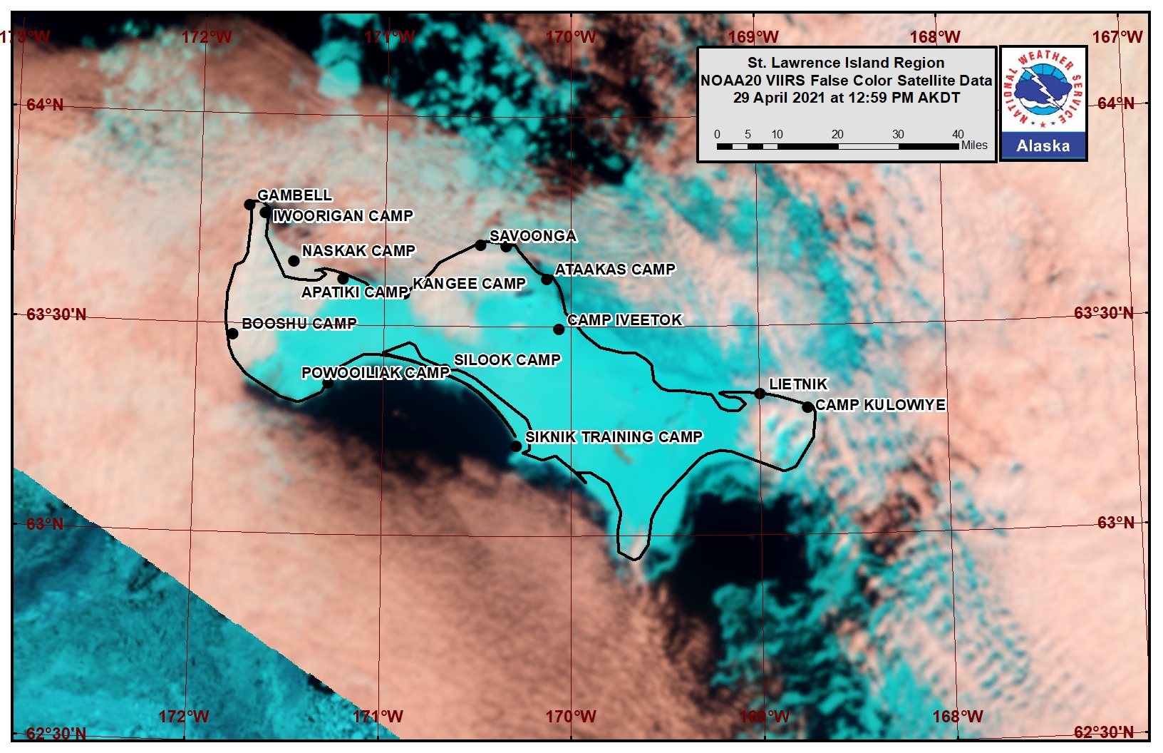 St. Lawrence Island Area Satellite Image