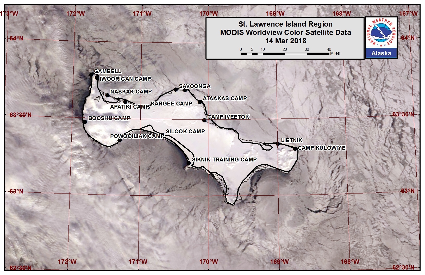 St. Lawrence Island satellite image