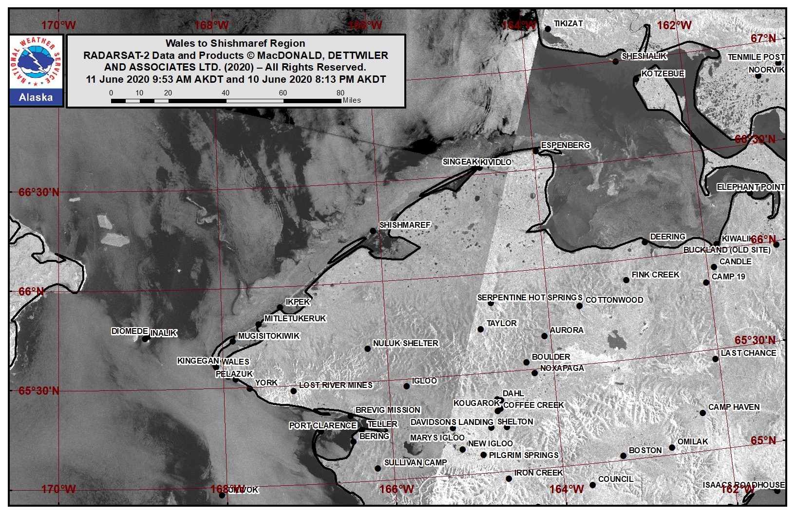 Wales to Shishmaref satellite image