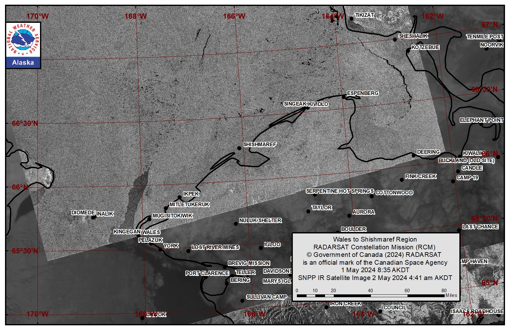 NWS Wales to Shishmaref Area Satellite Image