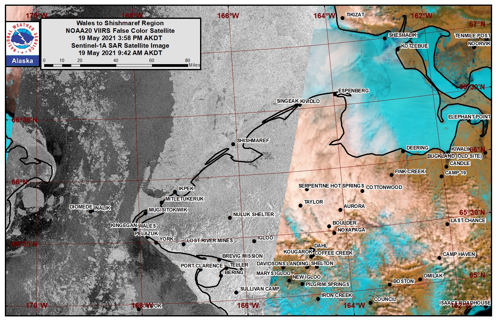 Wales to Shishmaref Area Satellite Image