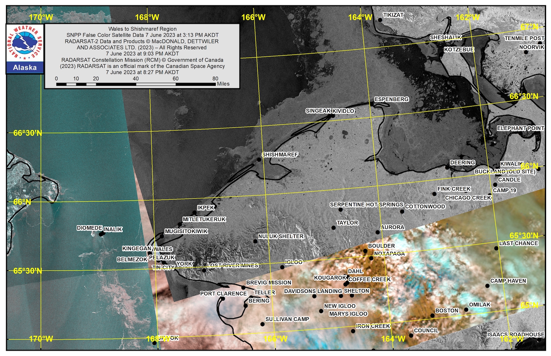 Wales to Shishmaref Area Satellite Image