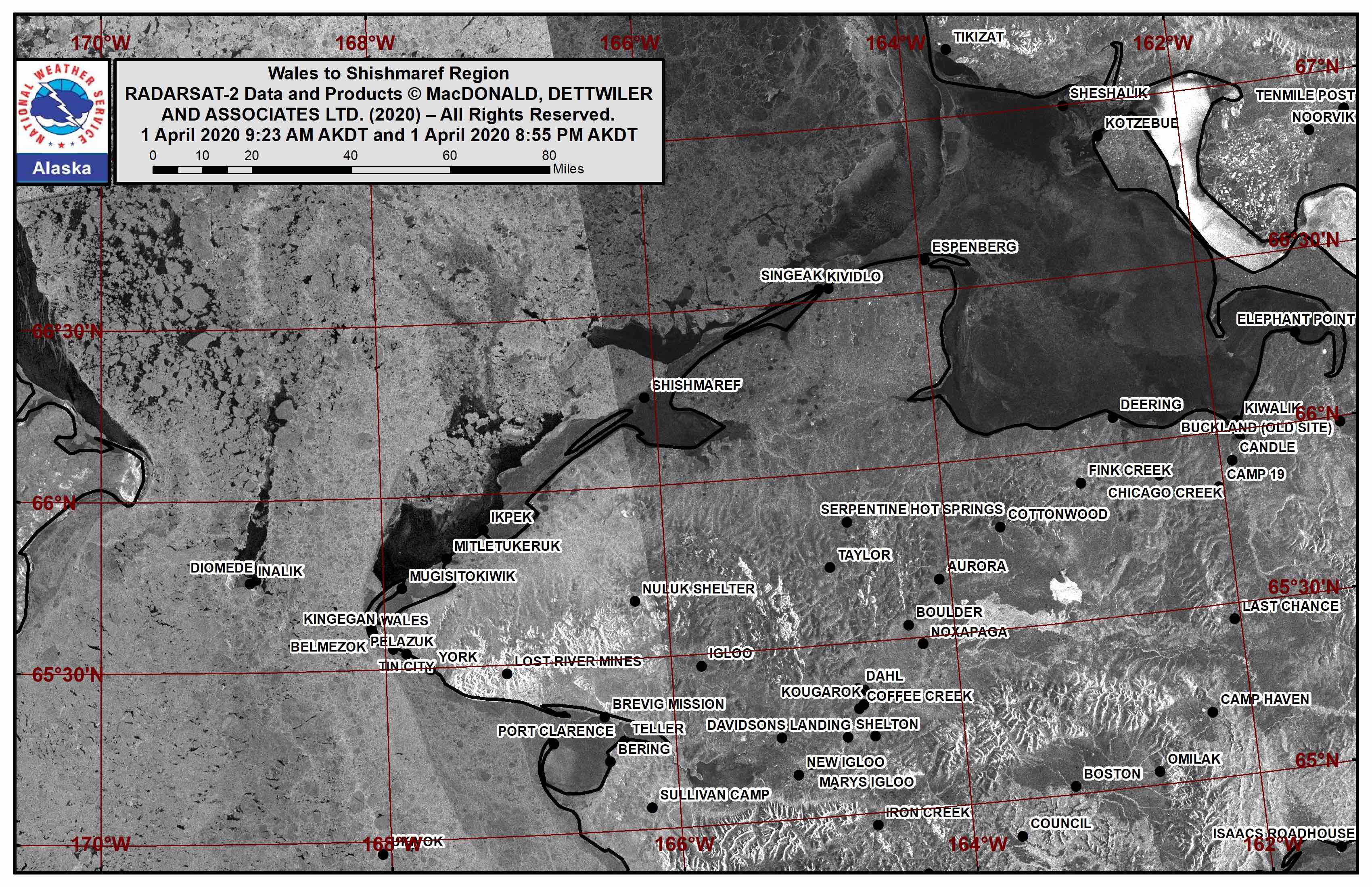 Wales to Shishmaref satellite image