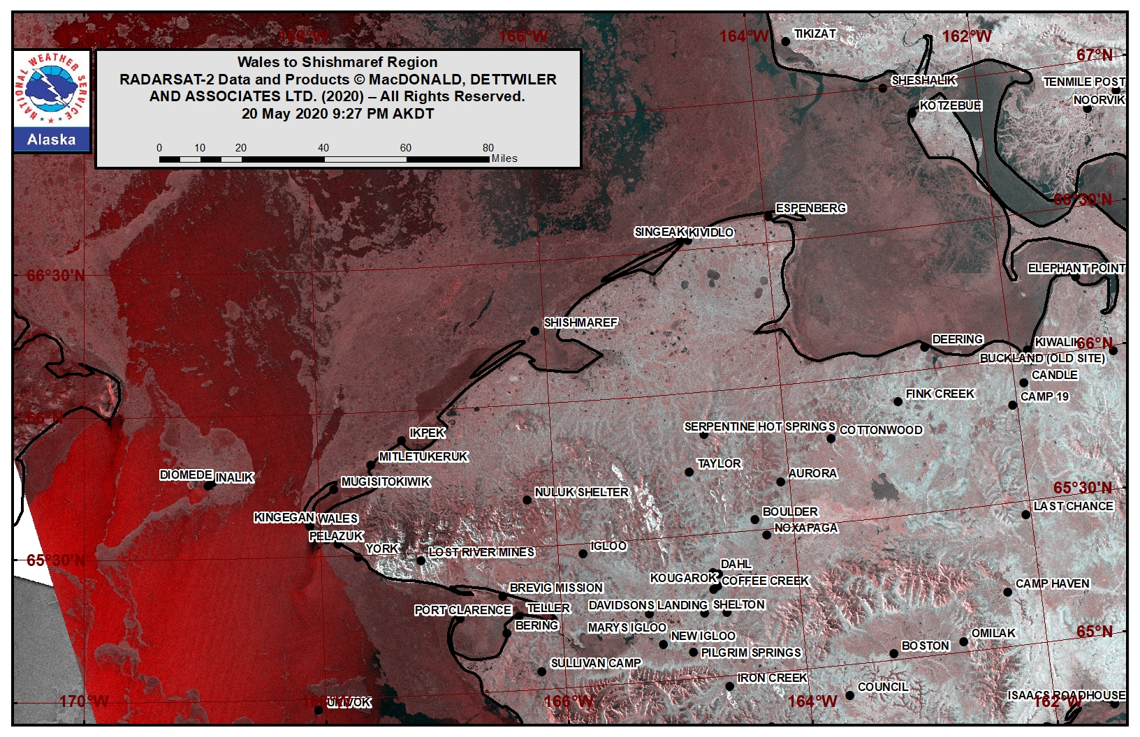 Wales to Shishmaref satellite image