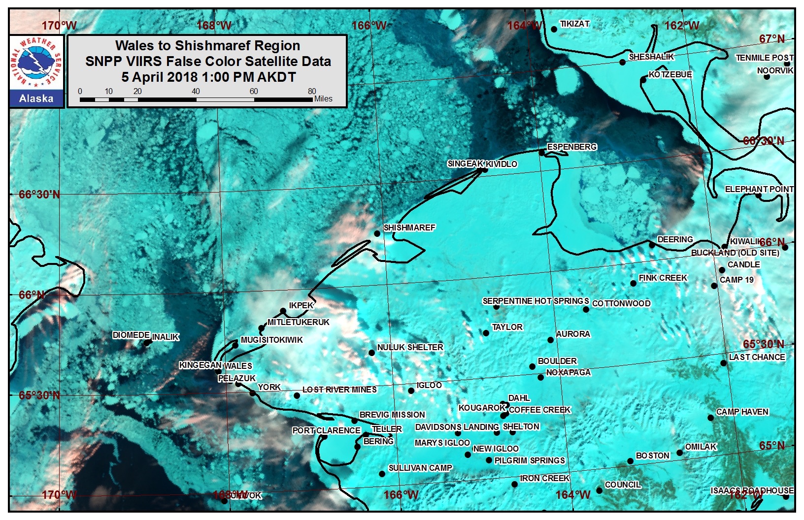 Wales to Shishmaref satellite image