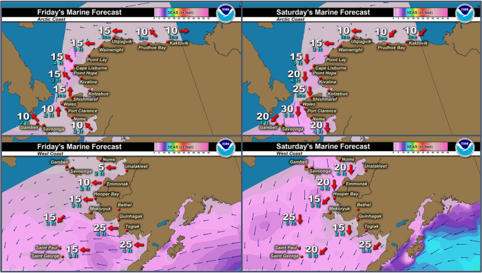 Friday and Saturday regional wind forecast.