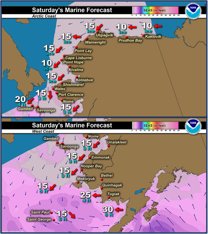 Saturday regional wind forecast.