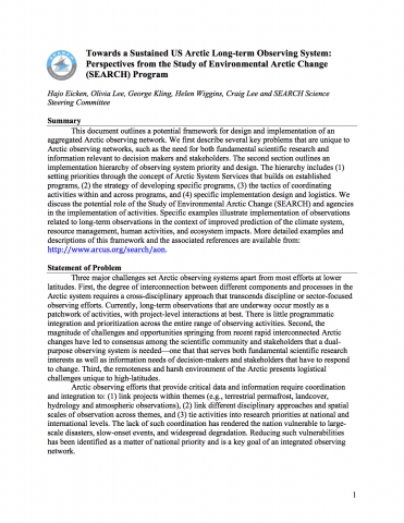 2014 Arctic Observing System Framework White Paper